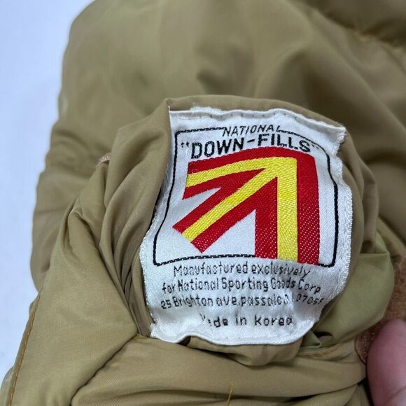 Vtg 80s National Vest Men S Green Tan Reversible Down Fills Puffer Marty McFly - Picture 9 of 12